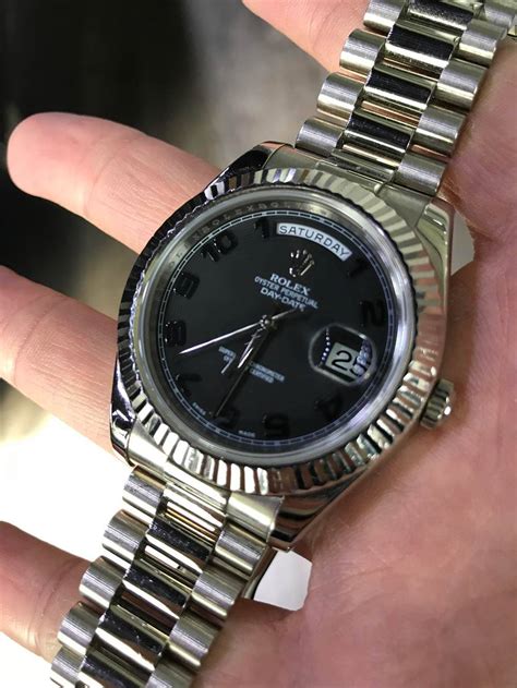 rolex day date ii white gold black dial roman|rolex day date 40 228239.